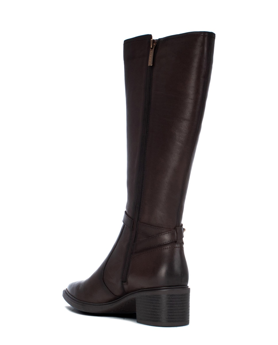 Bota de mujer con cremallera de piel - Carmela - Marrón Marrón-2