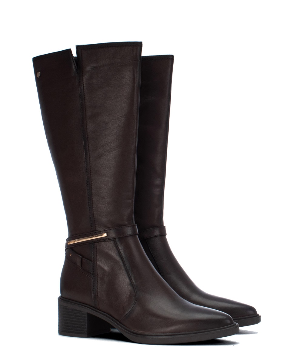 Bota de mujer con cremallera de piel - Carmela - Marrón Marrón-4