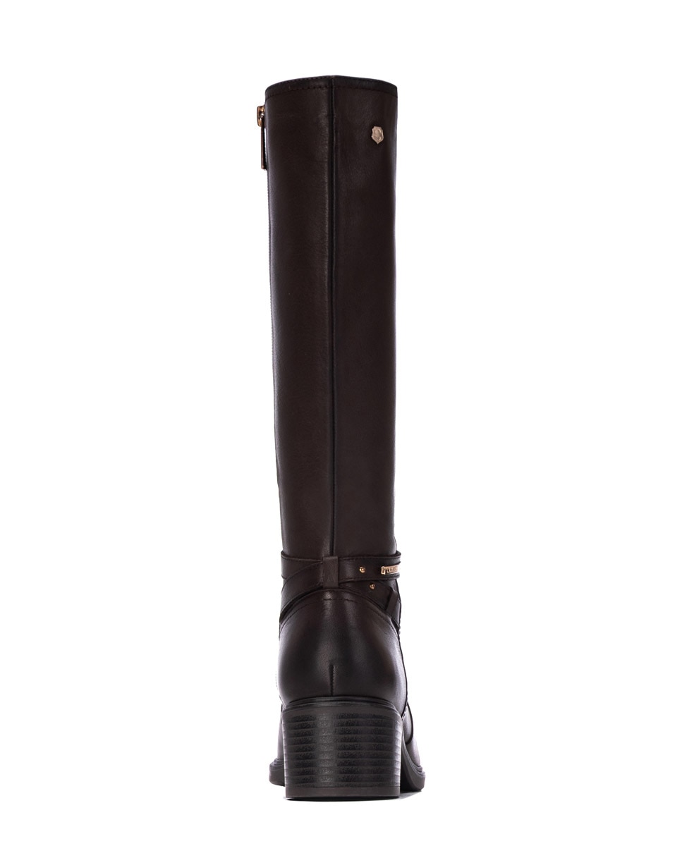 Bota de mujer con cremallera de piel - Carmela - Marrón Marrón-5