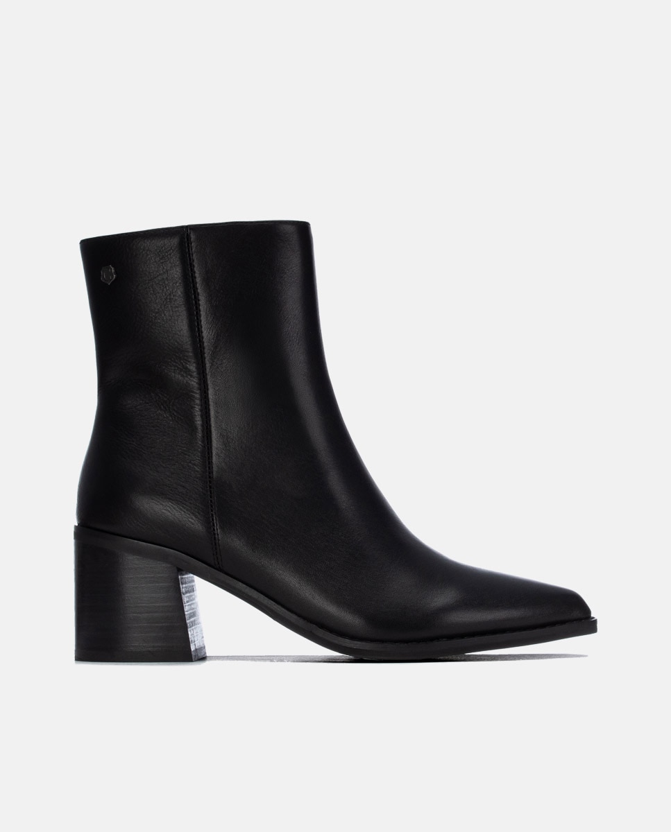 Botines de mujer con cremallera de piel - Carmela - Negro Negro-1