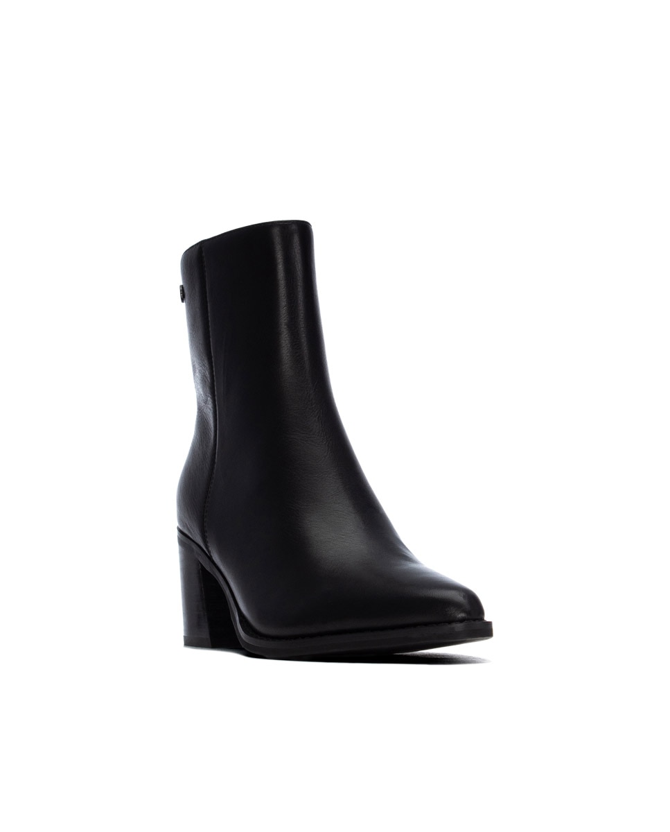 Botines de mujer con cremallera de piel - Carmela - Negro Negro-3