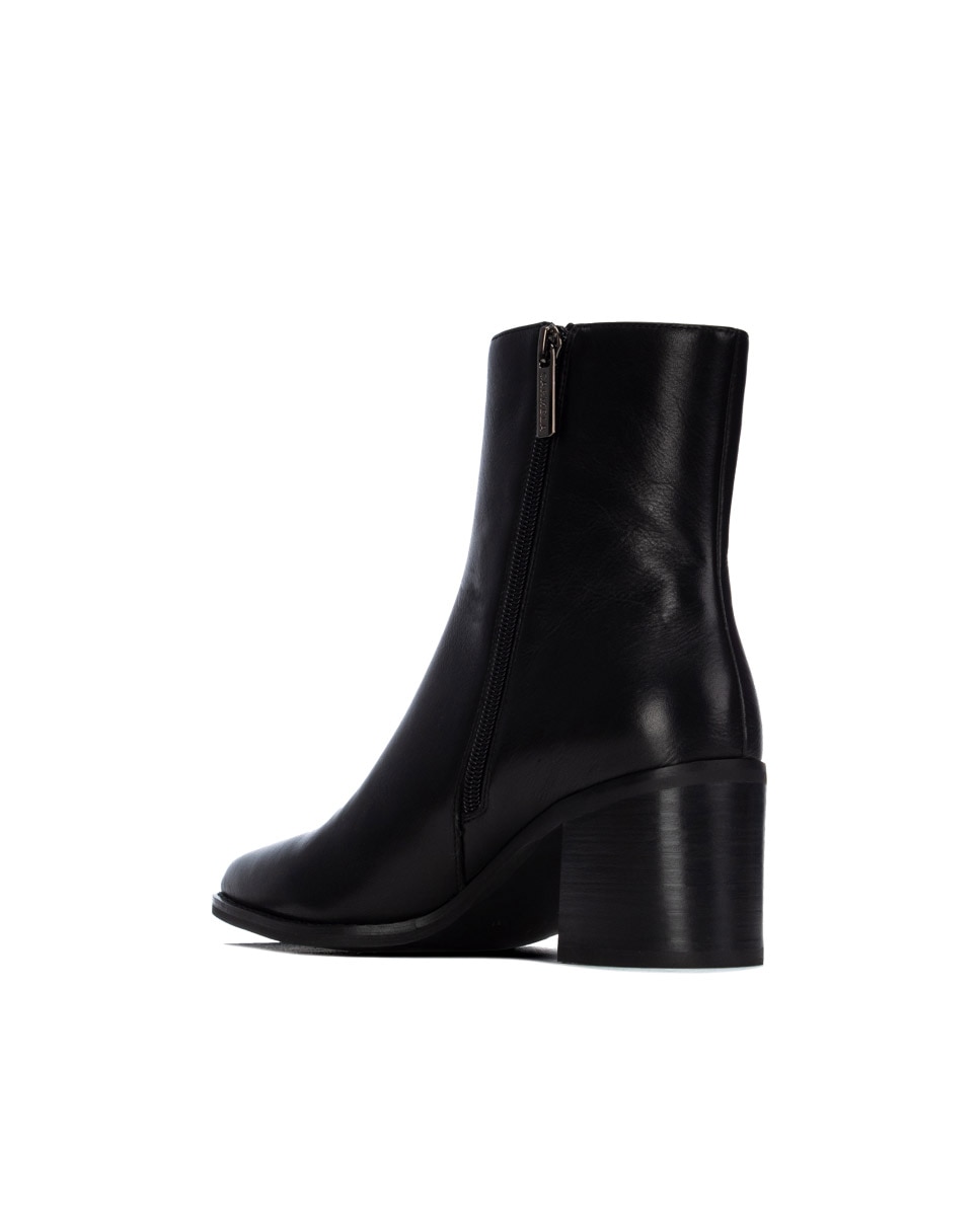 Botines de mujer con cremallera de piel - Carmela - Negro Negro-2