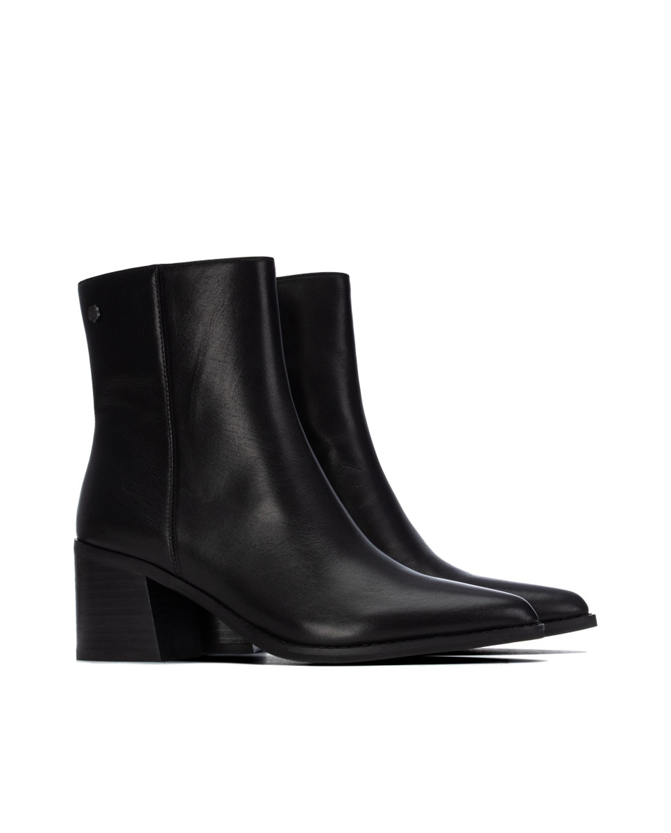 Botines de mujer con cremallera de piel - Carmela - Negro Negro-4