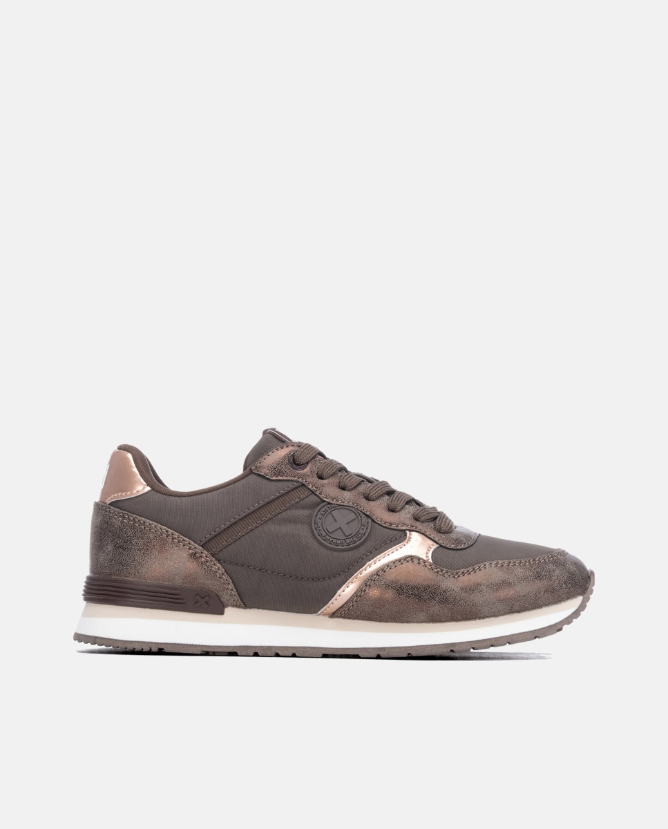 Zapatilla de mujer con cordones - Xti - Marrón Marrón-1