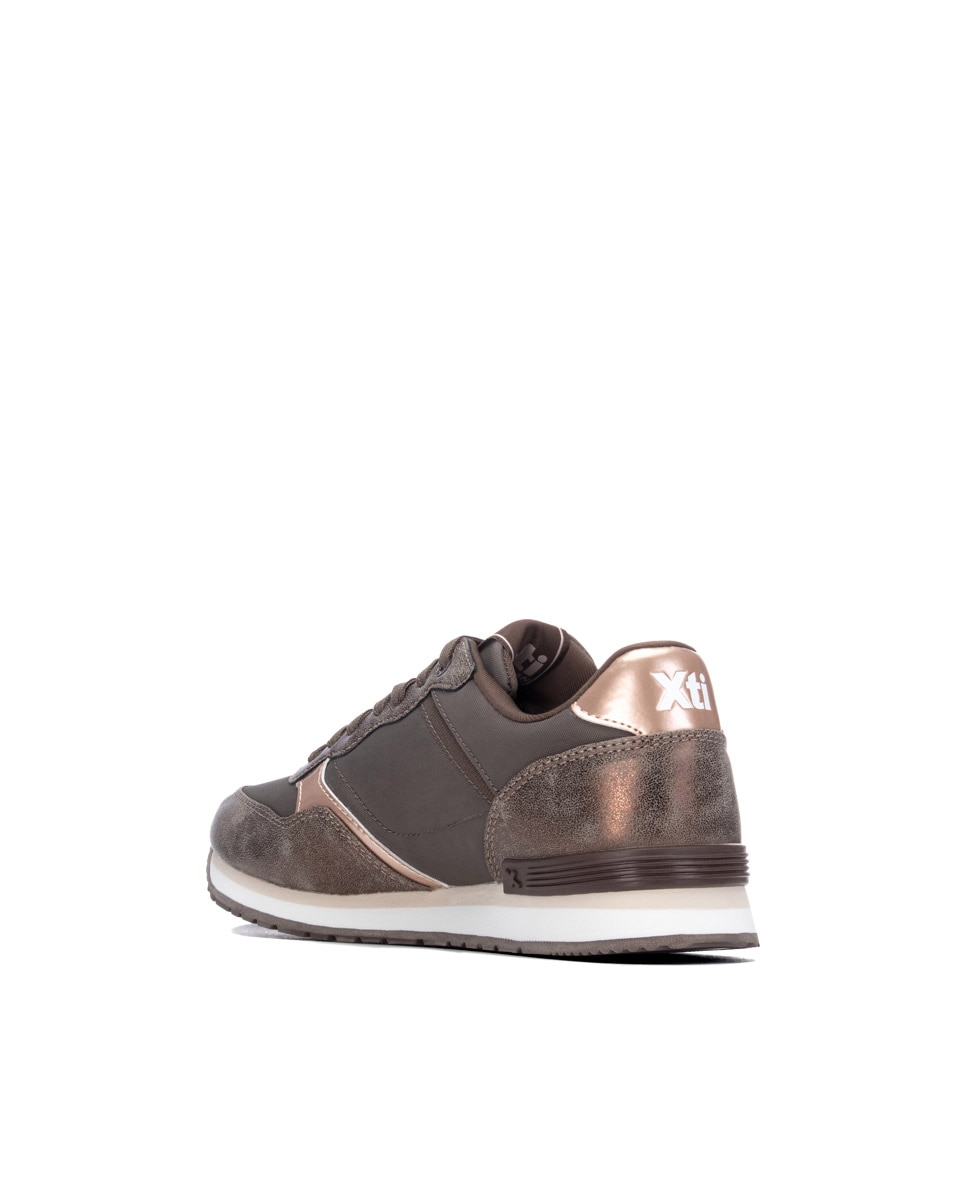 Zapatilla de mujer con cordones - Xti - Marrón Marrón-2