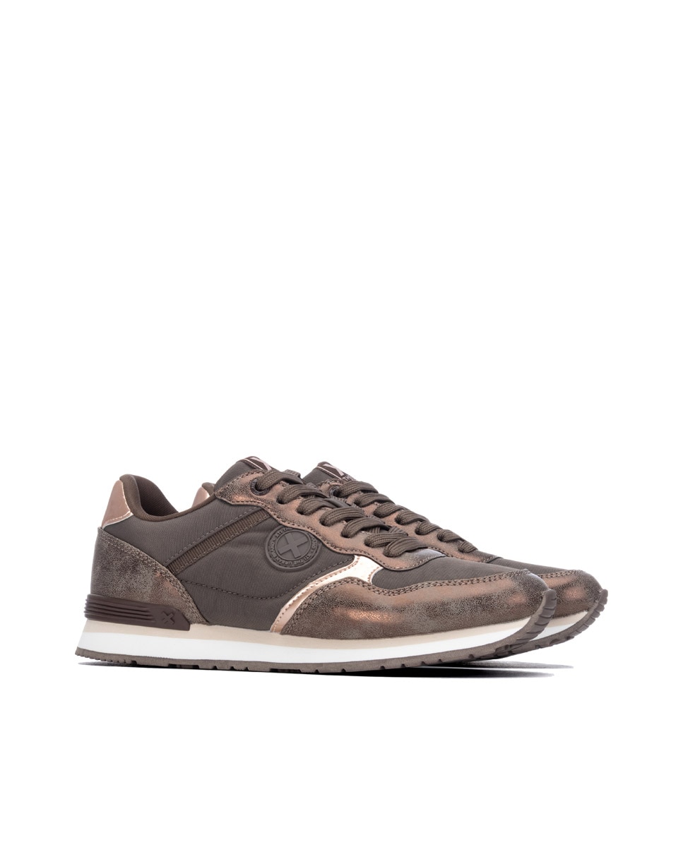Zapatilla de mujer con cordones - Xti - Marrón Marrón-4