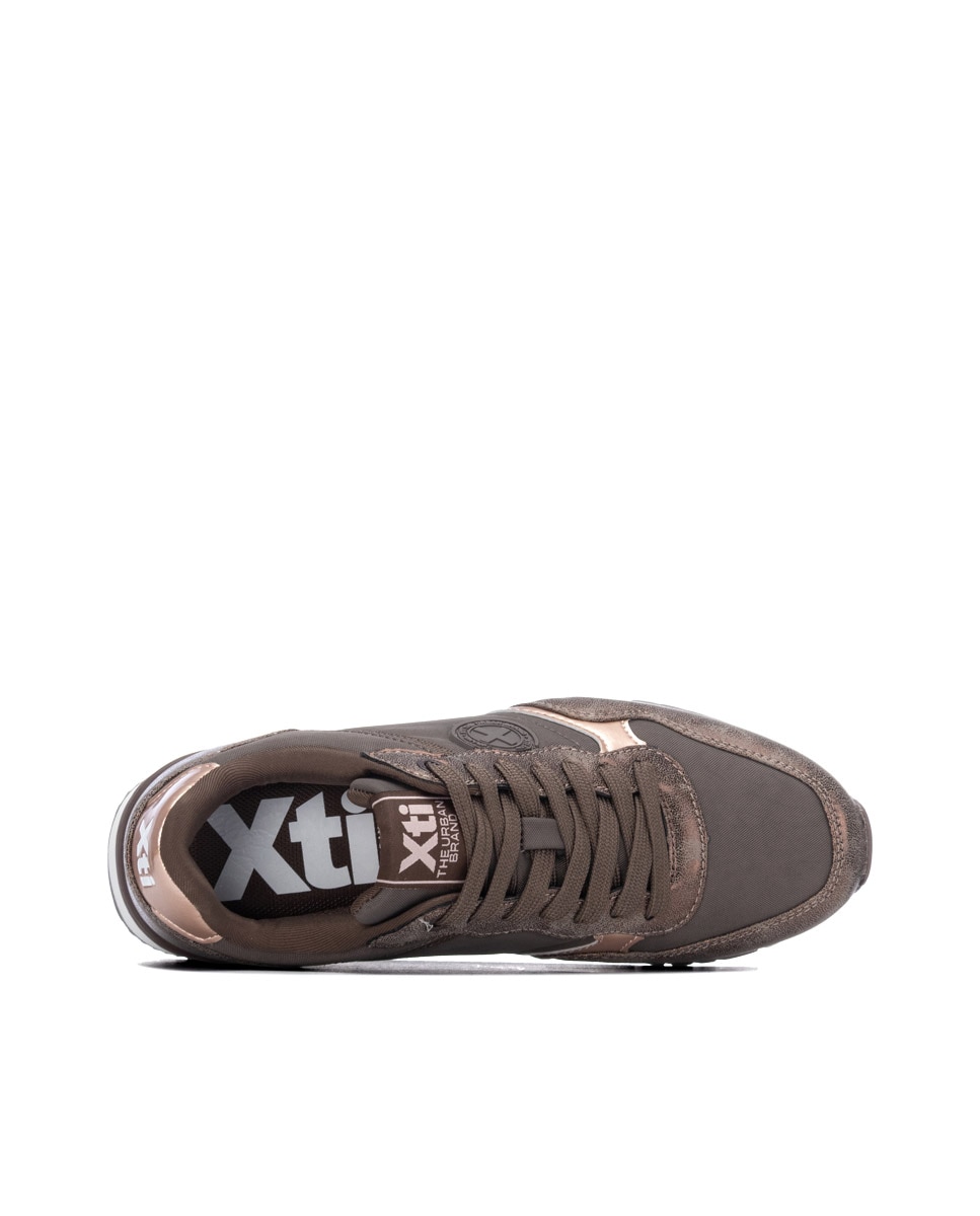 Zapatilla de mujer con cordones - Xti - Marrón Marrón-5
