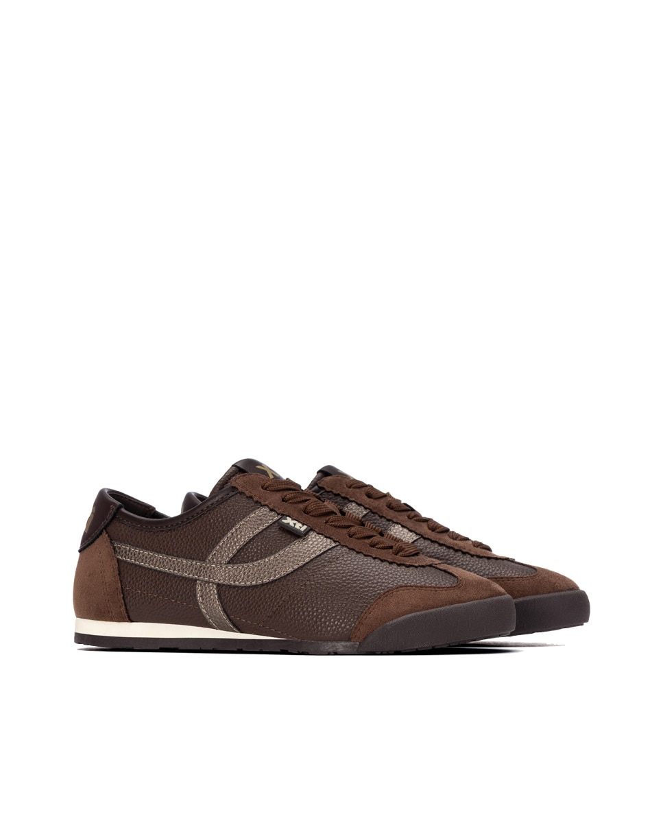 Zapatilla de mujer con cordones - Xti - Marrón Marrón-4