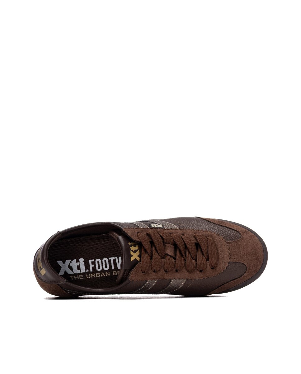 Zapatilla de mujer con cordones - Xti - Marrón Marrón-5