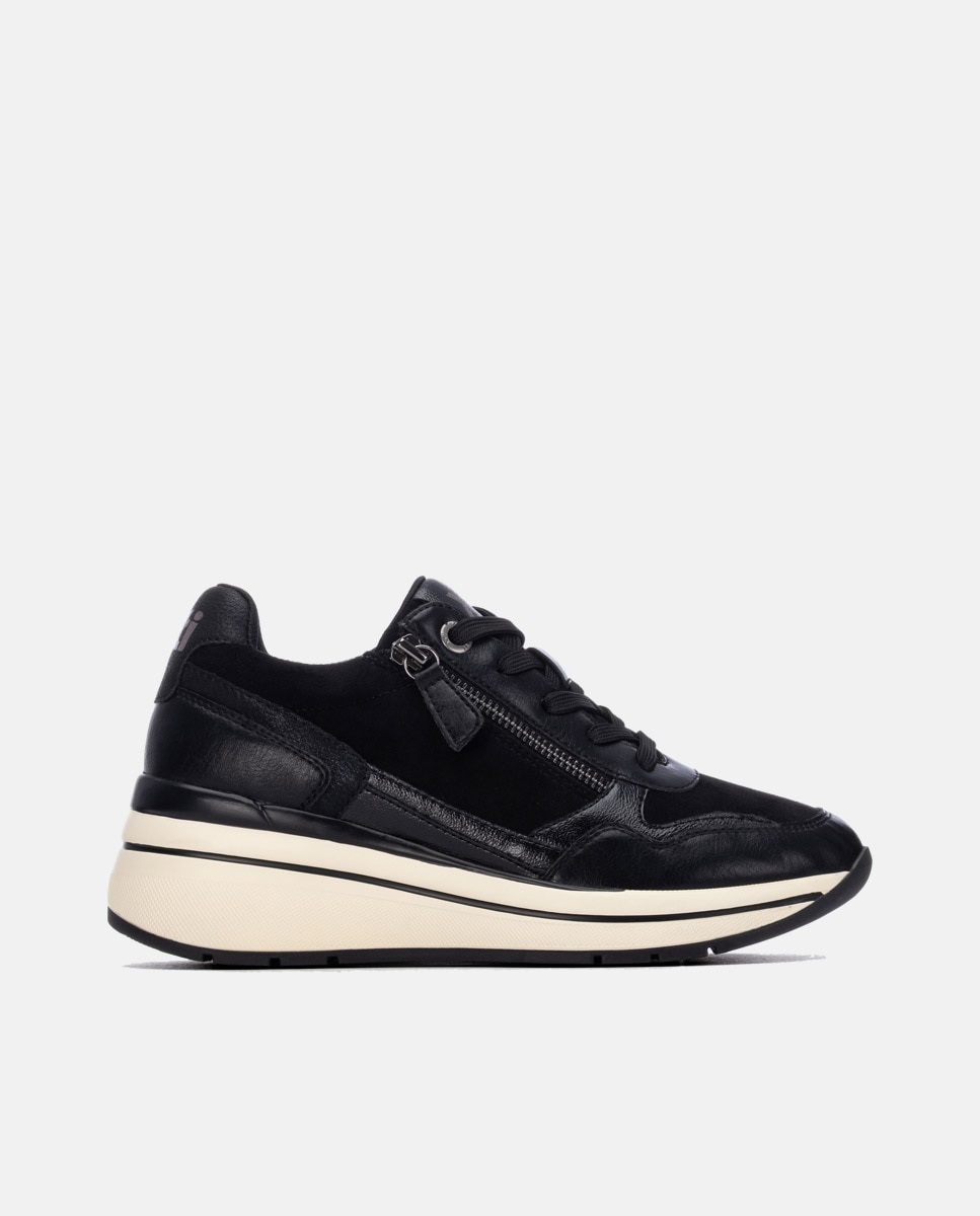 Zapatilla de mujer con cordones - Xti - Negro Negro-1