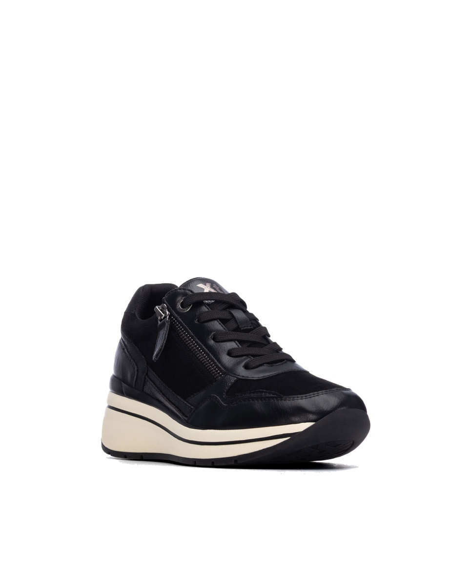 Zapatilla de mujer con cordones - Xti - Negro Negro-3