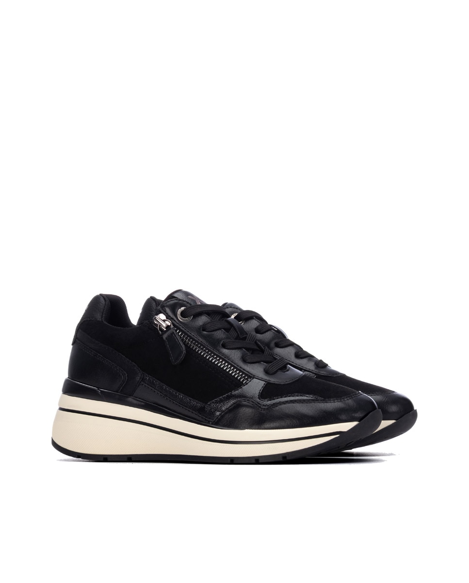 Zapatilla de mujer con cordones - Xti - Negro Negro-4