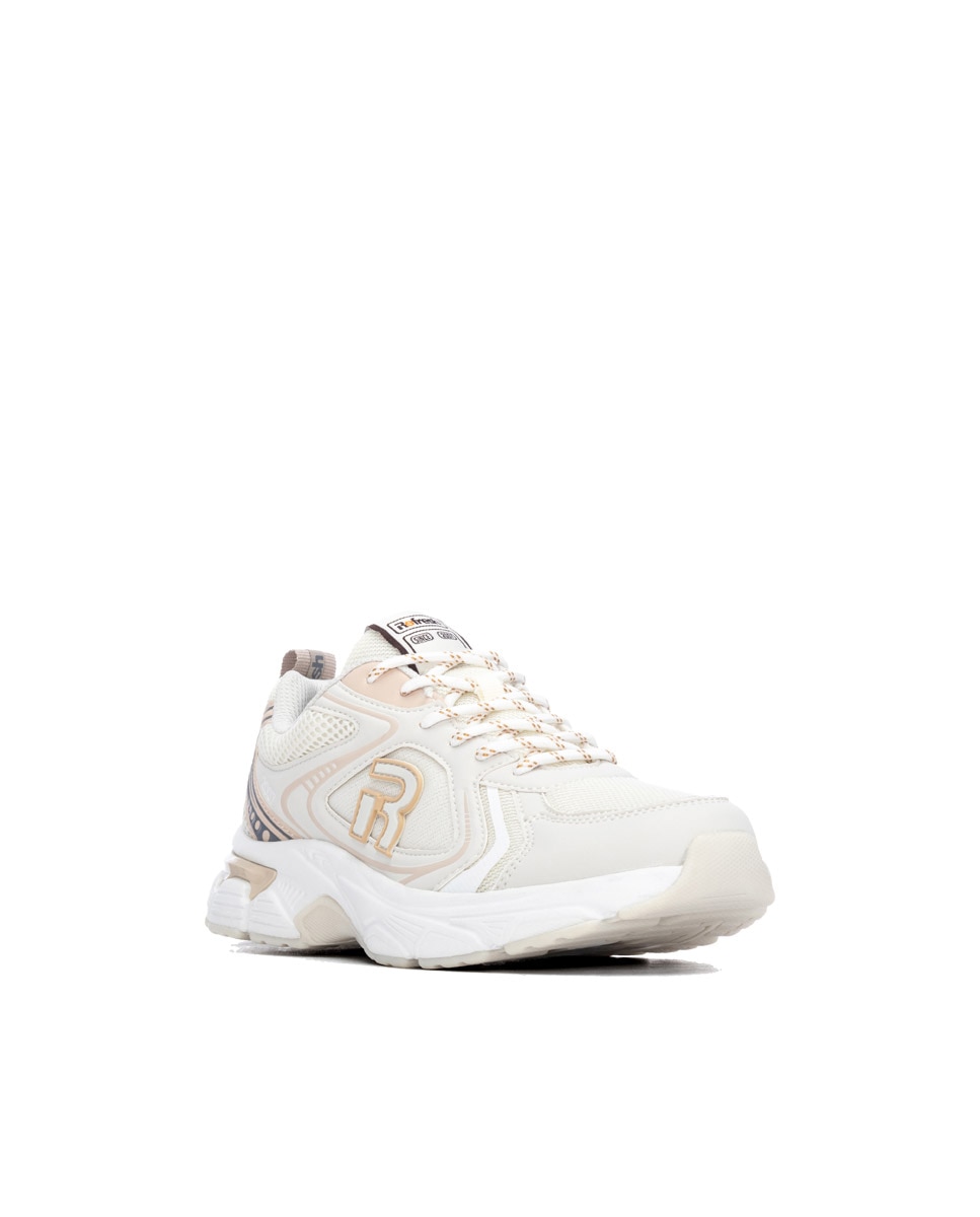 Zapatilla de mujer con cordones - Refresh - Beige Beige-3
