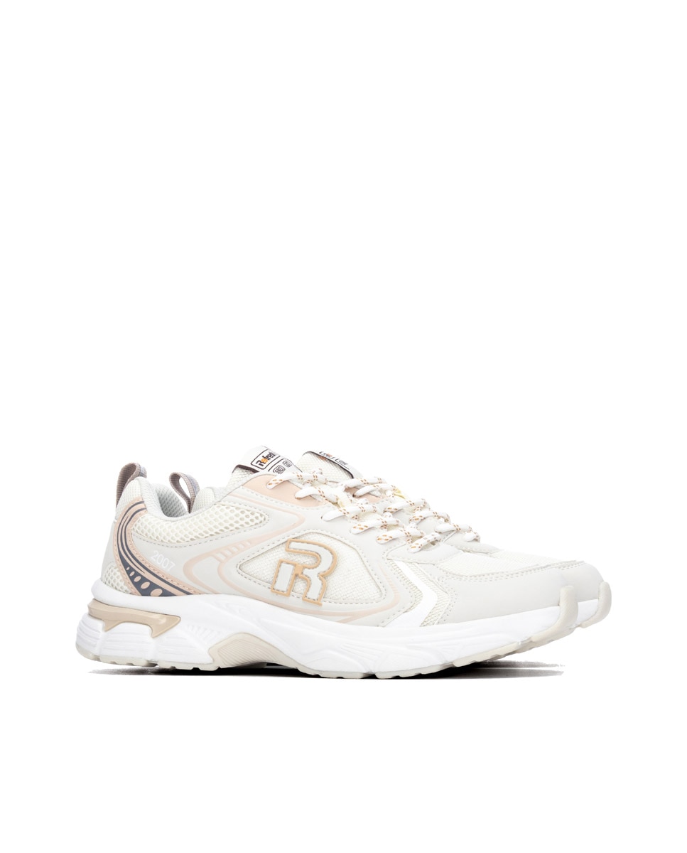 Zapatilla de mujer con cordones - Refresh - Beige Beige-4