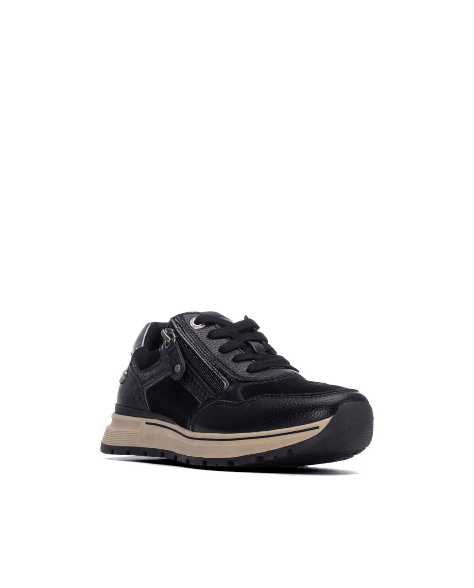 Zapatilla de mujer con cordones - Refresh - Negro Negro-3