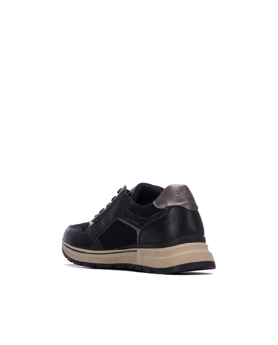 Zapatilla de mujer con cordones - Refresh - Negro Negro-2