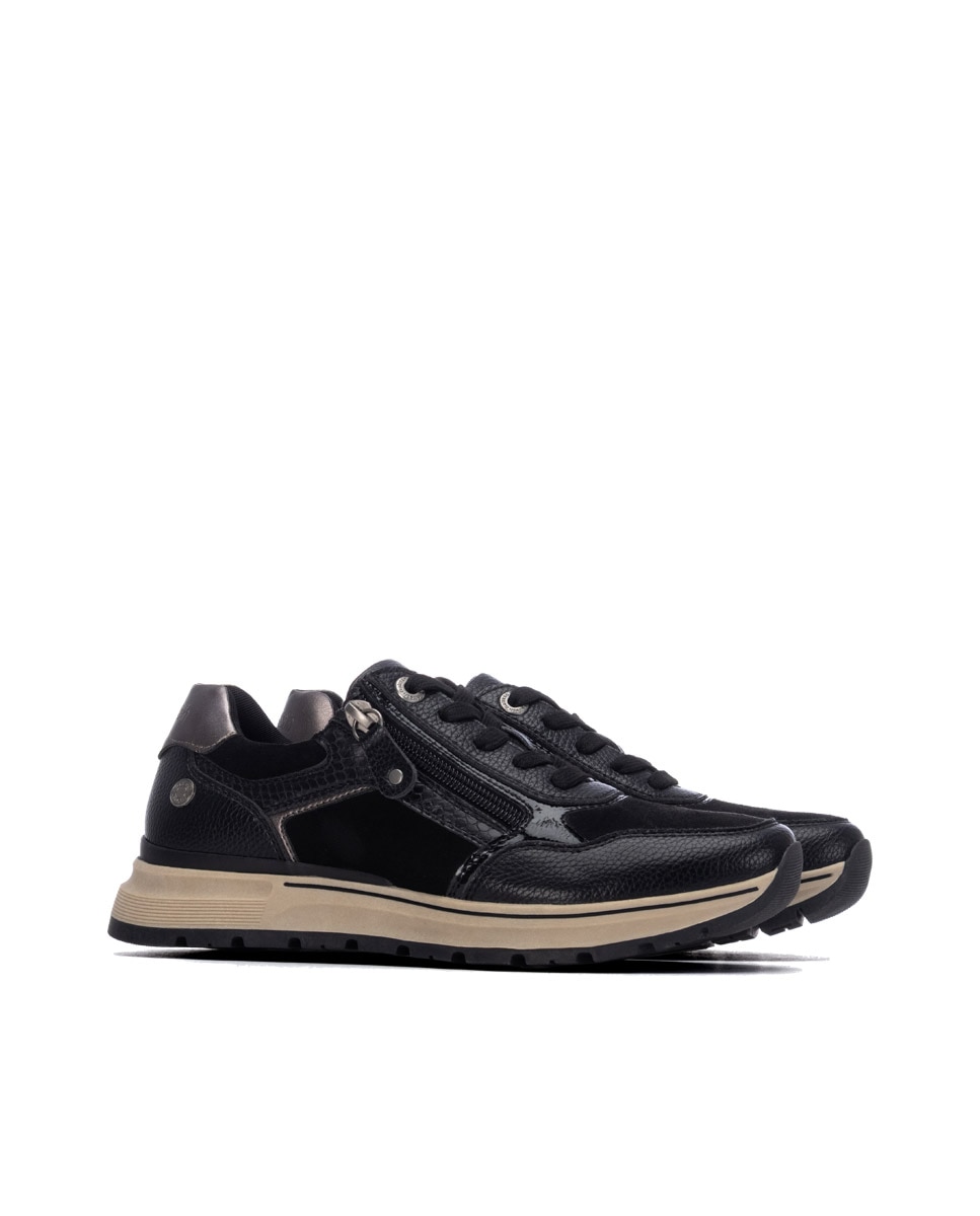 Zapatilla de mujer con cordones - Refresh - Negro Negro-4