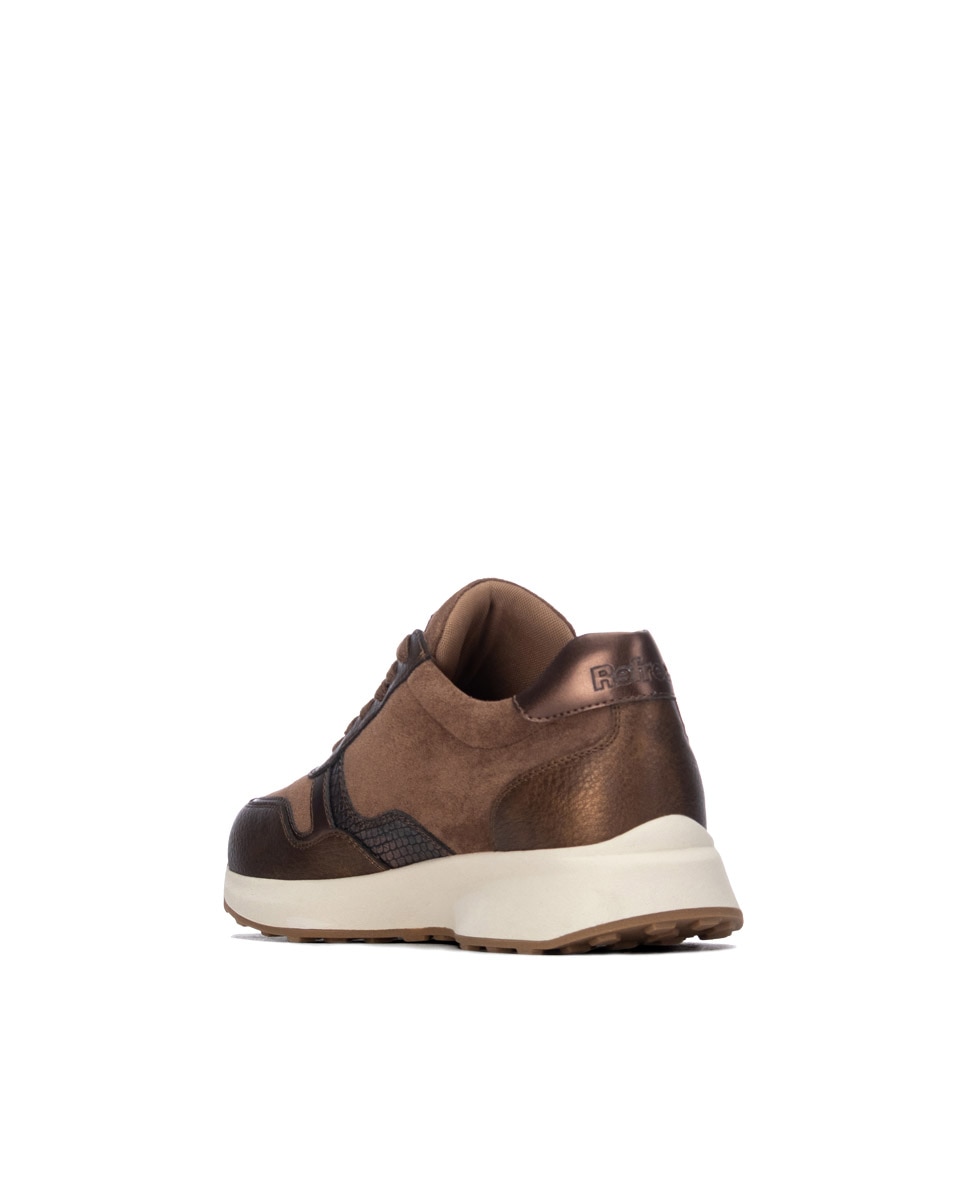 Zapatilla de mujer con cordones - Refresh - Marrón Marrón-2