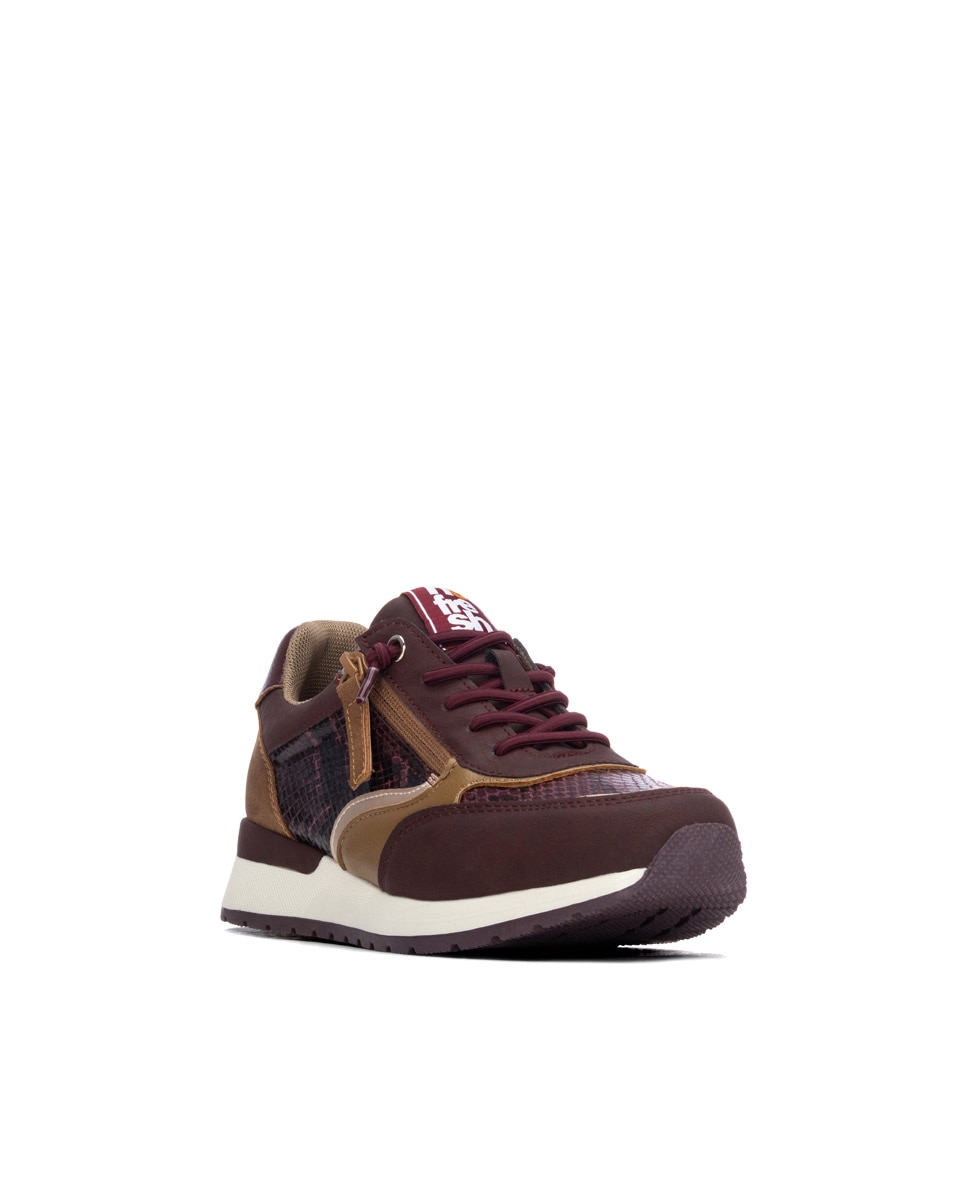 Zapatilla de mujer con cordones - Refresh - Burdeos Burdeos-3