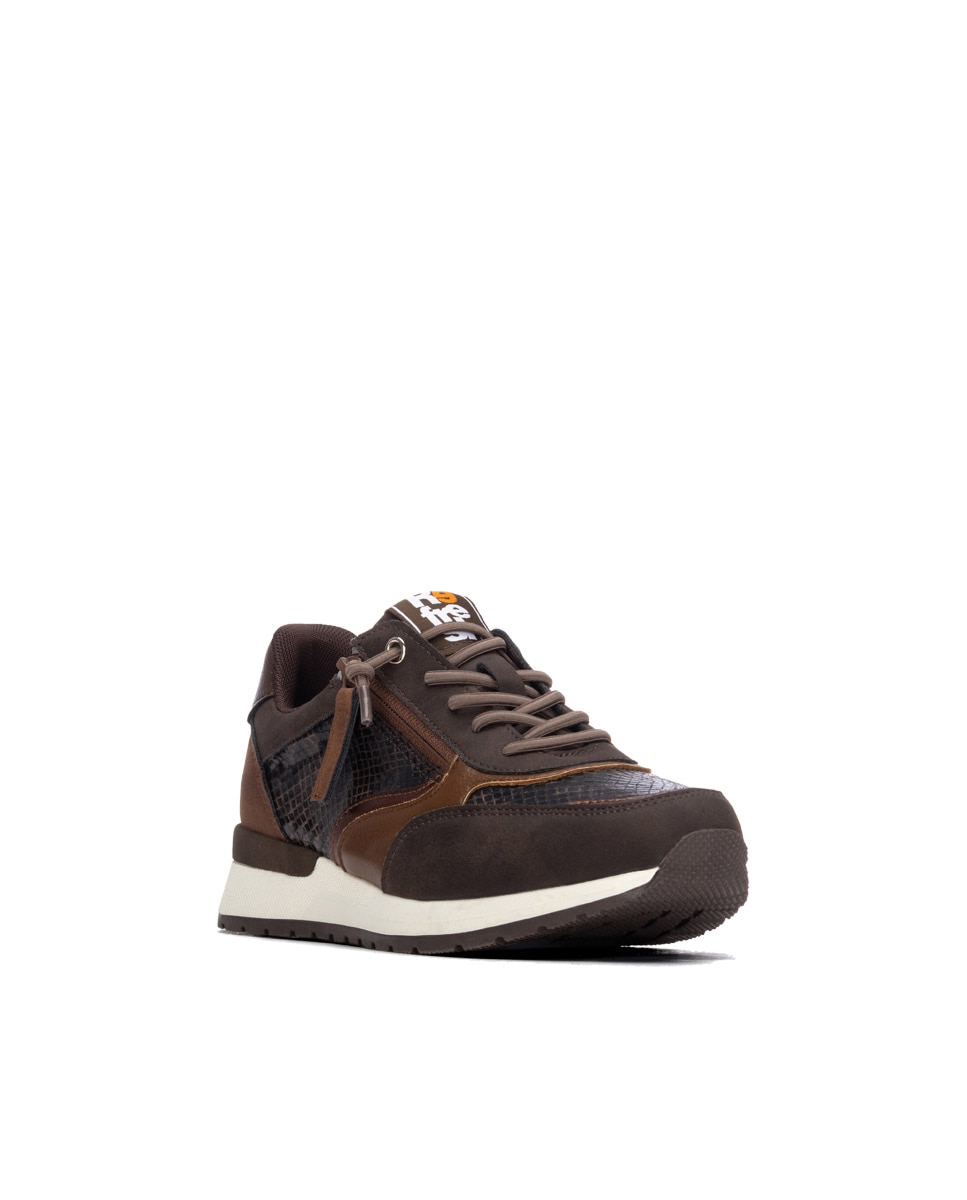 Zapatilla de mujer con cordones - Refresh - Marrón Marrón-3
