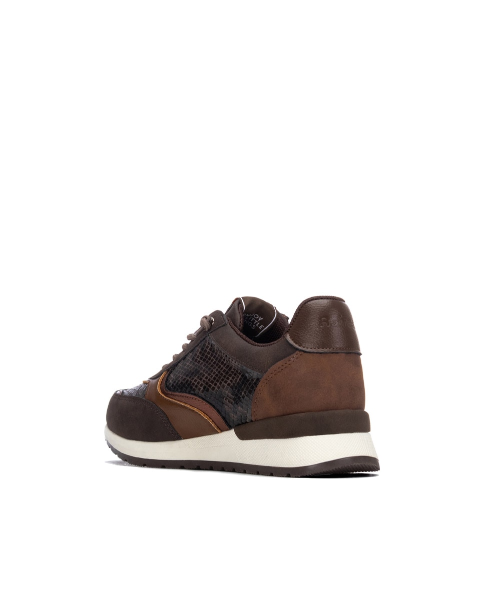 Zapatilla de mujer con cordones - Refresh - Marrón Marrón-2