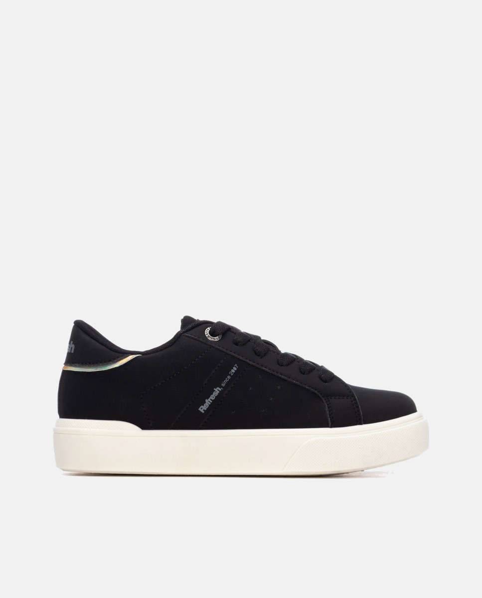Zapatilla de mujer con cordones - Refresh - Negro Negro-1
