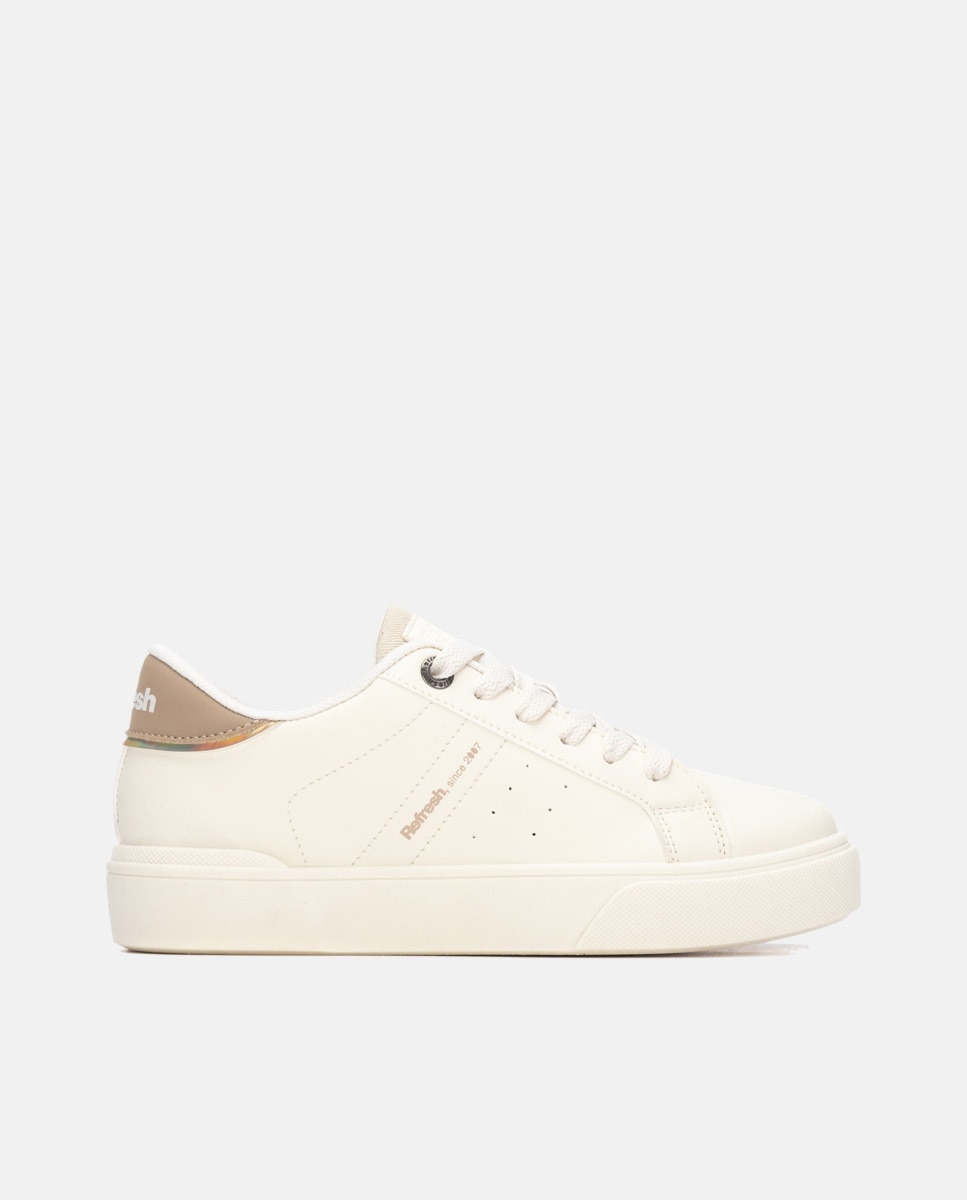 Zapatilla de mujer con cordones - Refresh - Beige Beige-1