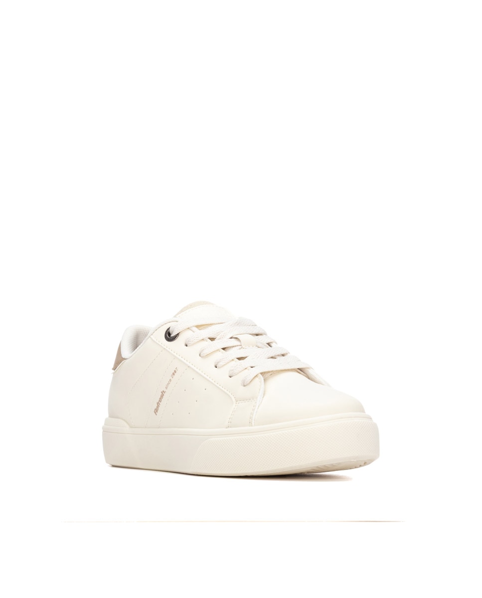 Zapatilla de mujer con cordones - Refresh - Beige Beige-3