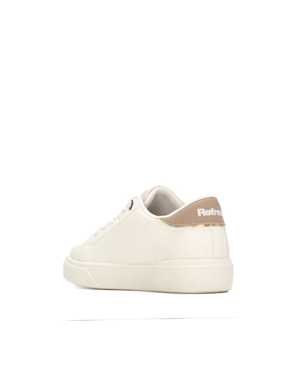 Zapatilla de mujer con cordones - Refresh - Beige Beige-2