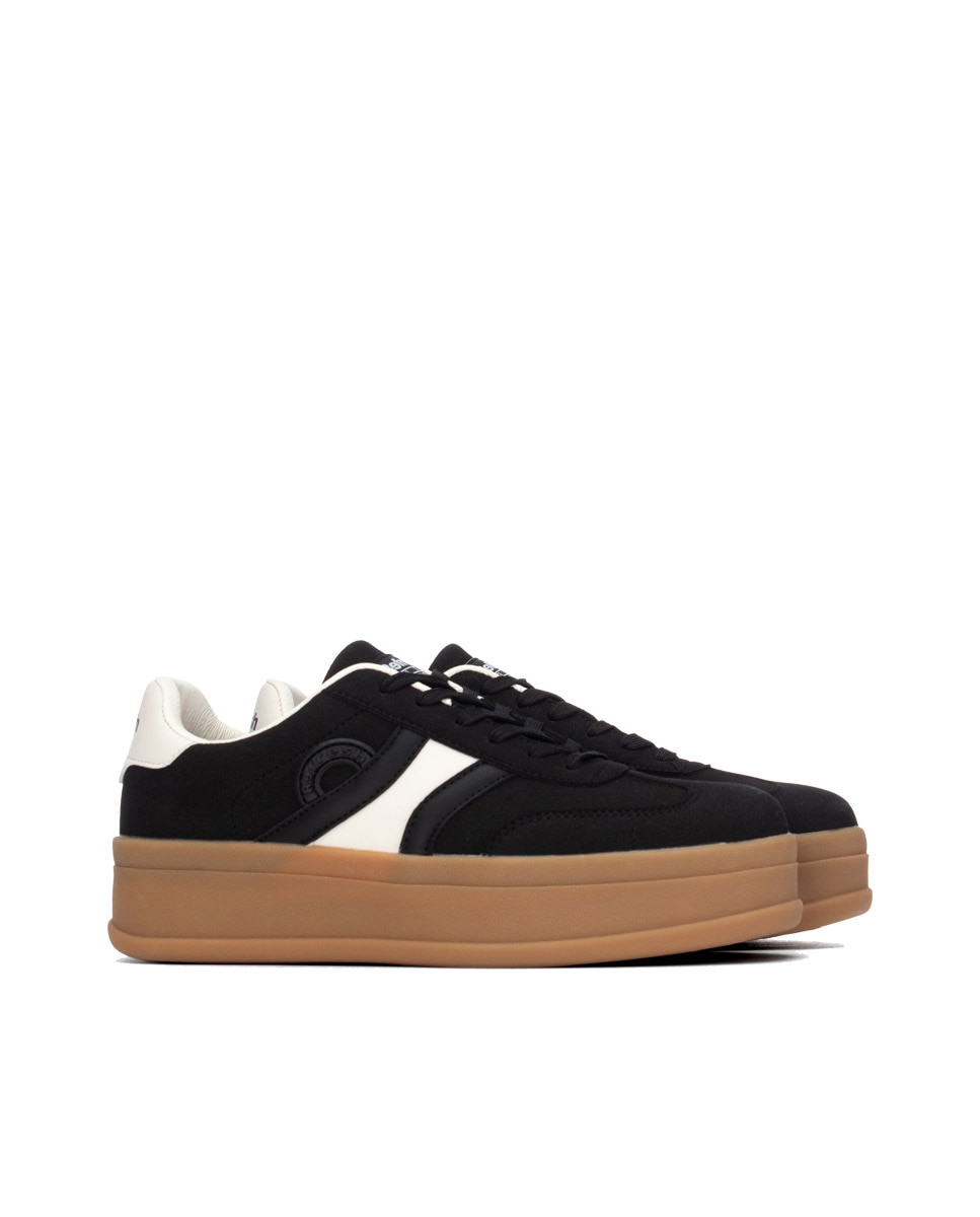 Zapatilla de mujer con cordones - Refresh - Negro Negro-4