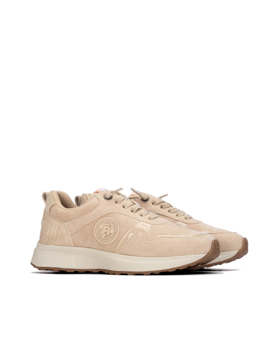 Zapatilla de mujer con cordones - Refresh - Beige Beige-4
