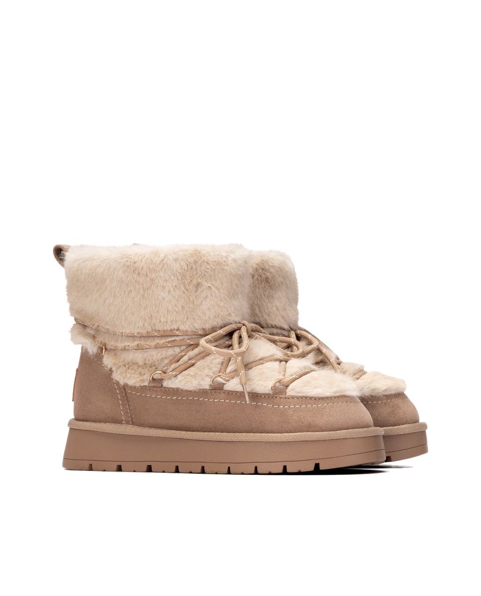 Botines de mujer con cordones - Xti - Beige Beige-4