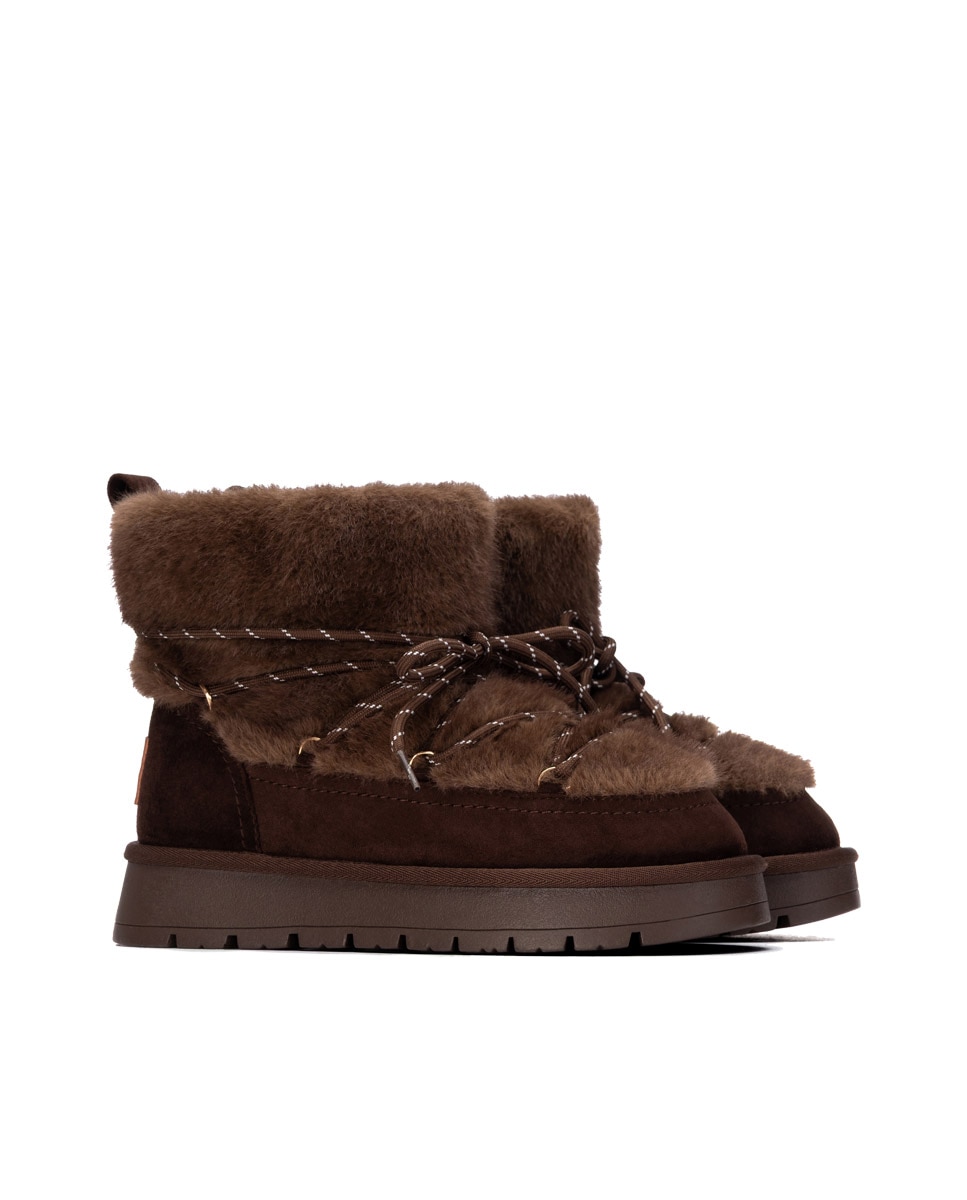 Botines básicos de mujer con cordones - Xti - Marrón Marrón-4