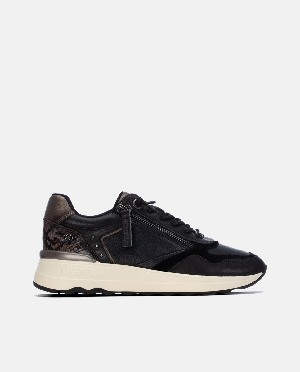 Zapatilla de mujer con cordones - Carmela - Negro Negro-1