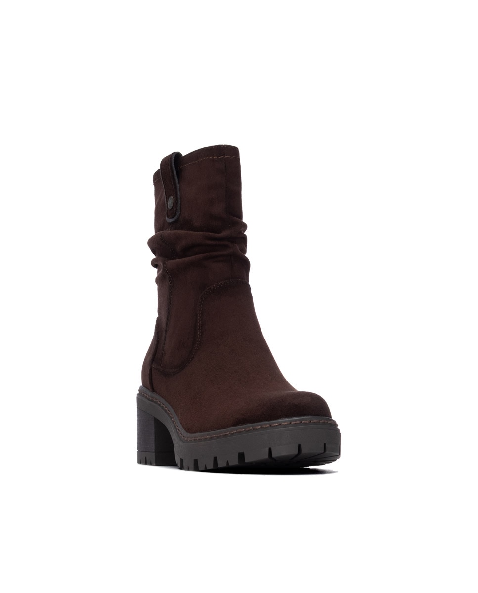 Botines de mujer con cremallera y tacón ancho - Refresh - Marrón Marrón-3