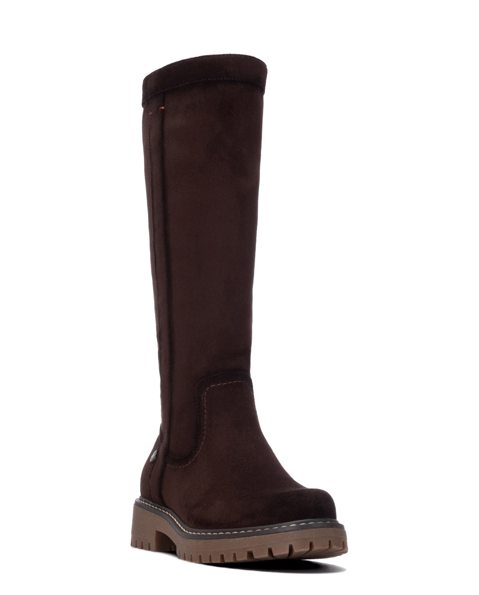 Bota de mujer con cremallera de antelina - Refresh - Marrón Marrón-3