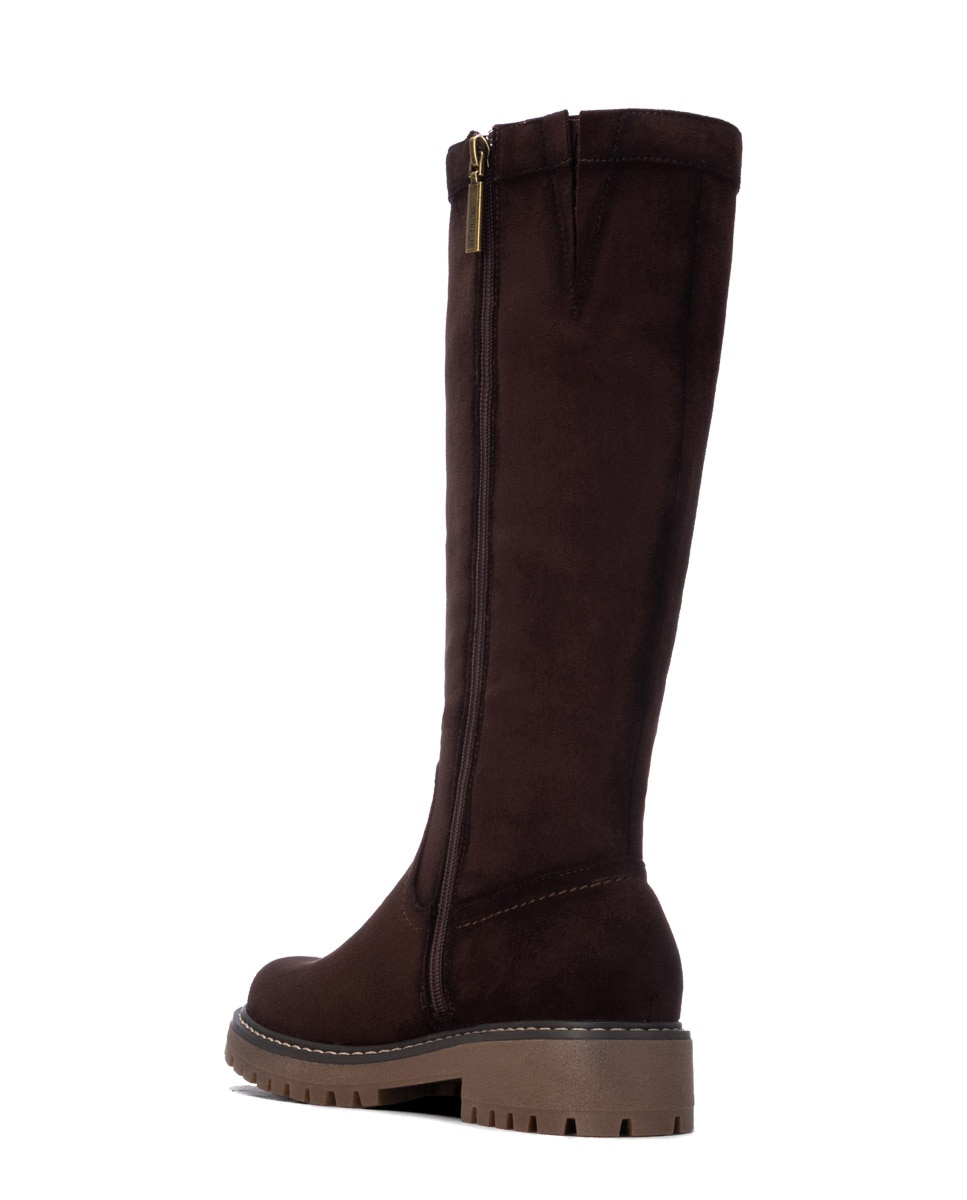 Bota de mujer con cremallera de antelina - Refresh - Marrón Marrón-2