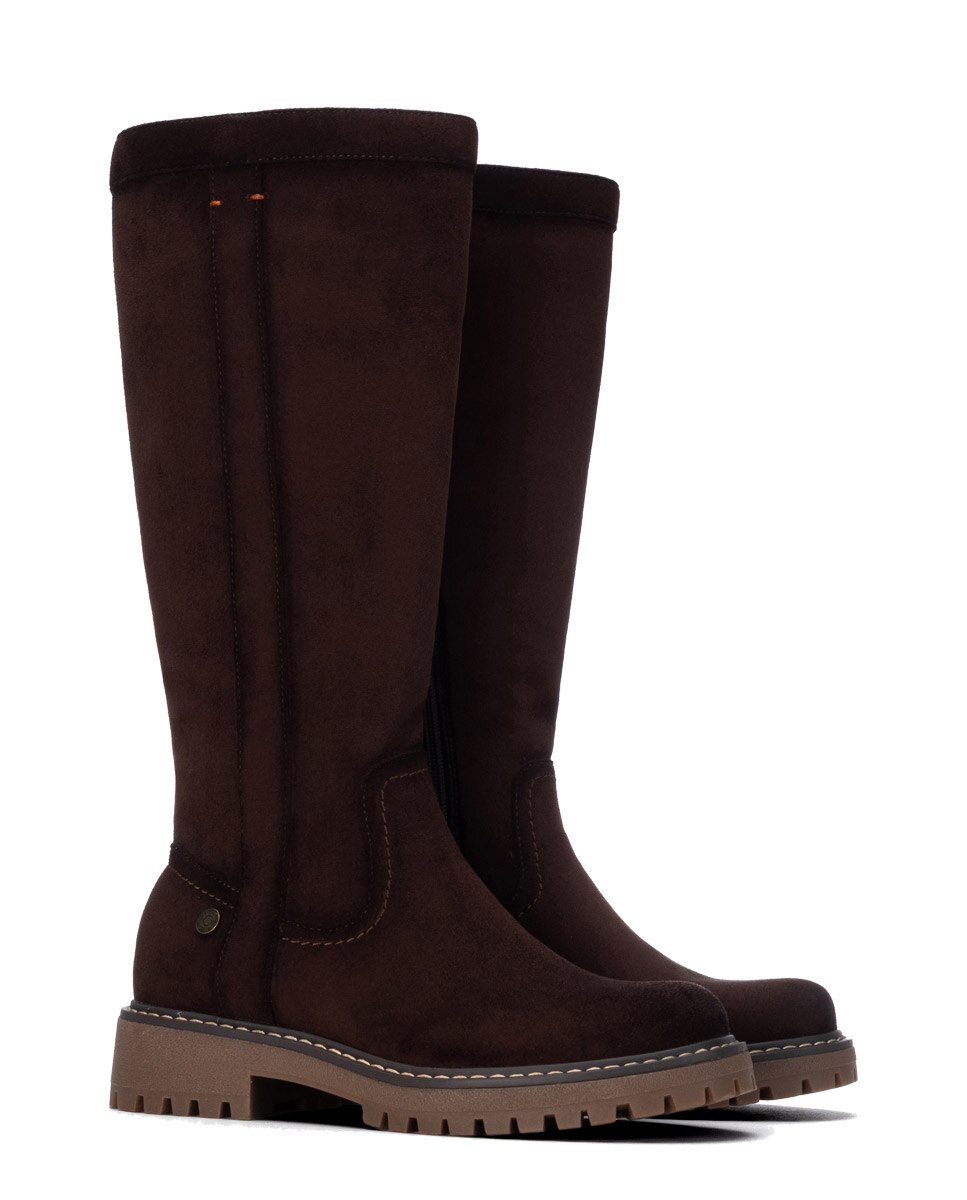 Bota de mujer con cremallera de antelina - Refresh - Marrón Marrón-4
