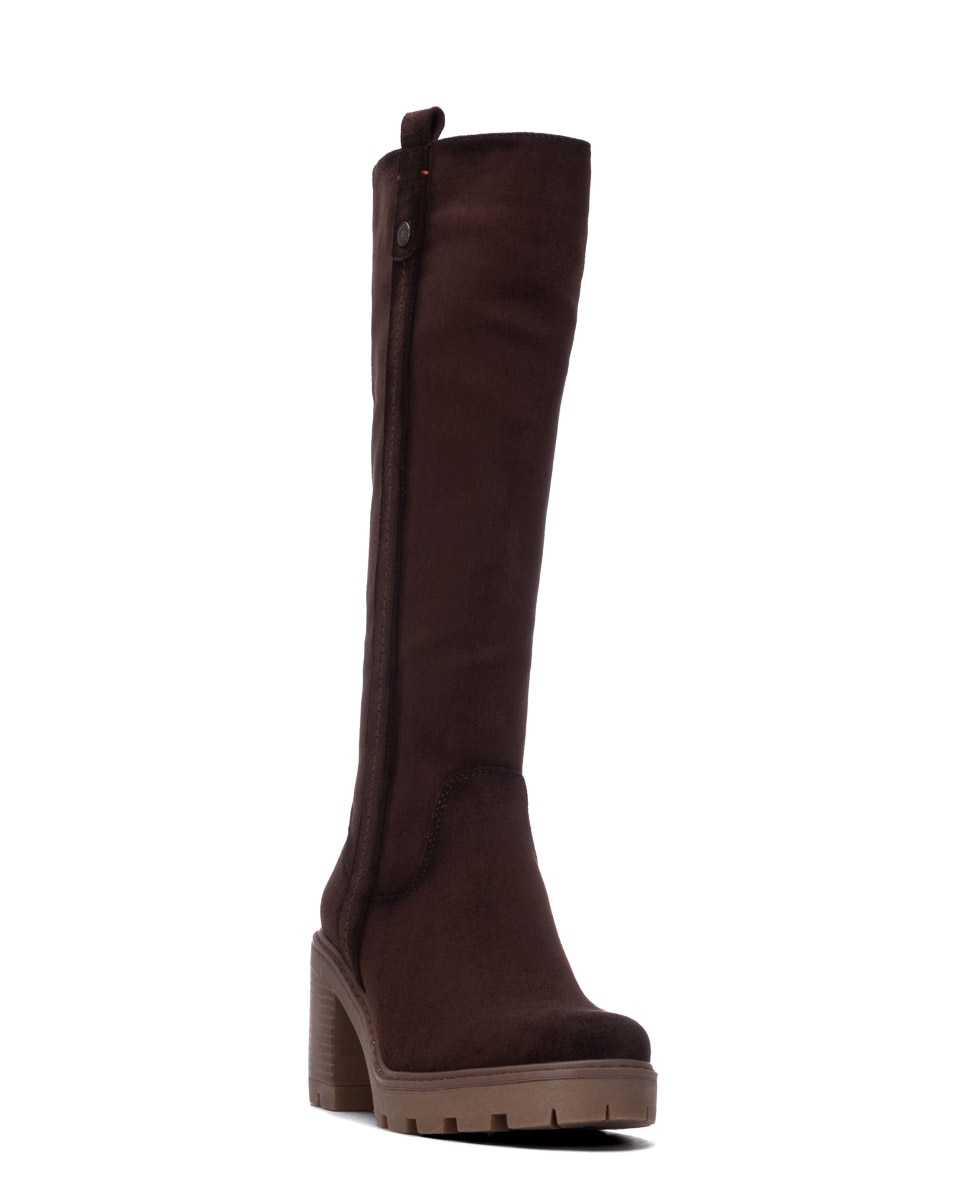 Bota de mujer con cremallera de antelina - Refresh - Marrón Marrón-3