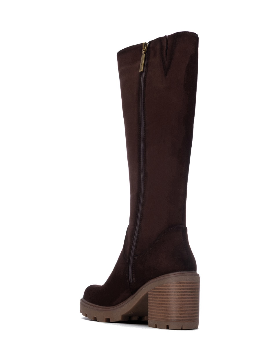 Bota de mujer con cremallera de antelina - Refresh - Marrón Marrón-2
