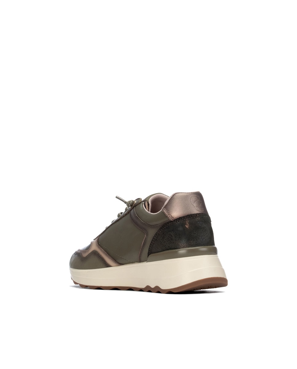 Zapatilla de mujer con cordones - Carmela - Kaki Kaki-2