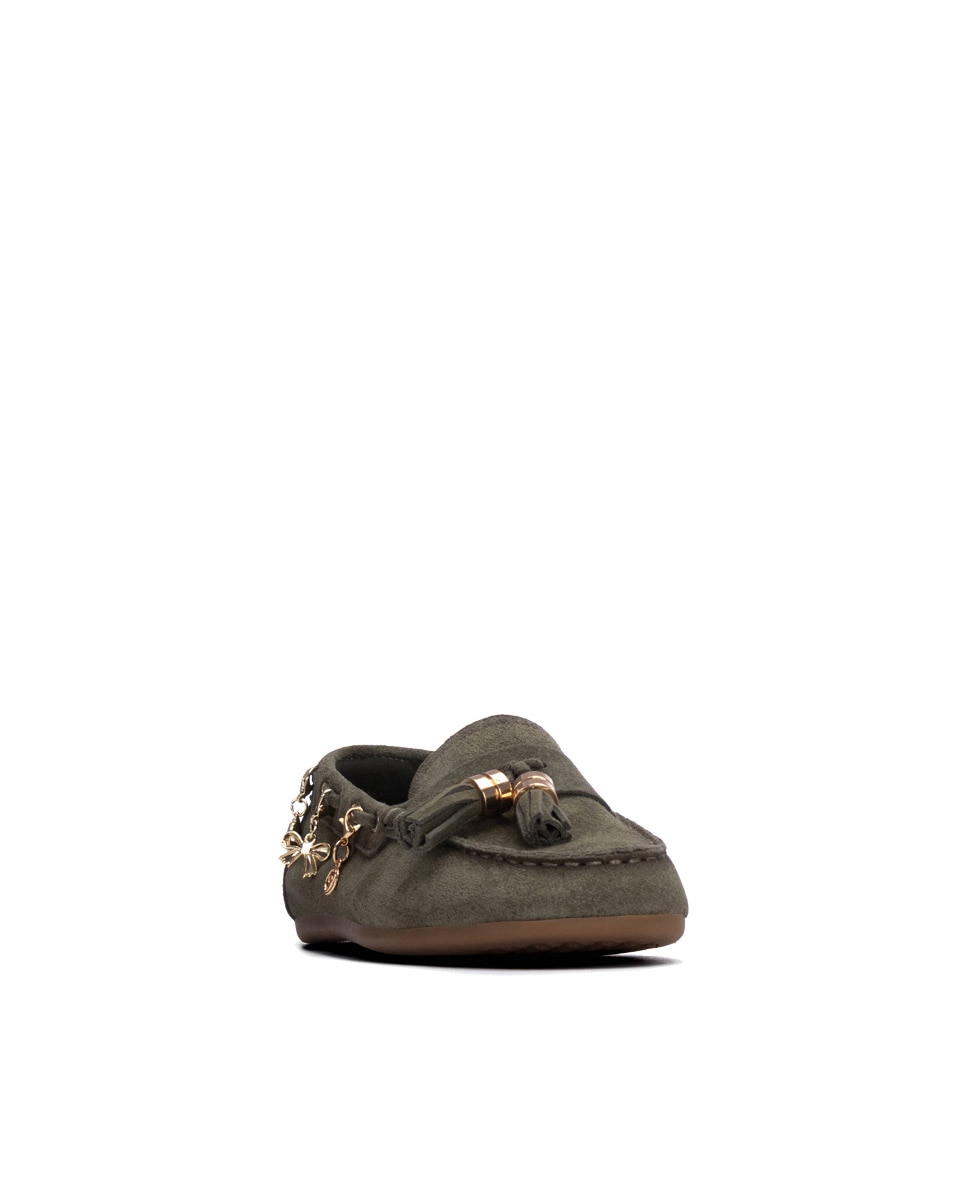 Mocasín de mujer de piel - Carmela - Kaki Kaki-3