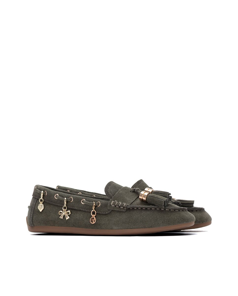 Mocasín de mujer de piel - Carmela - Kaki Kaki-4