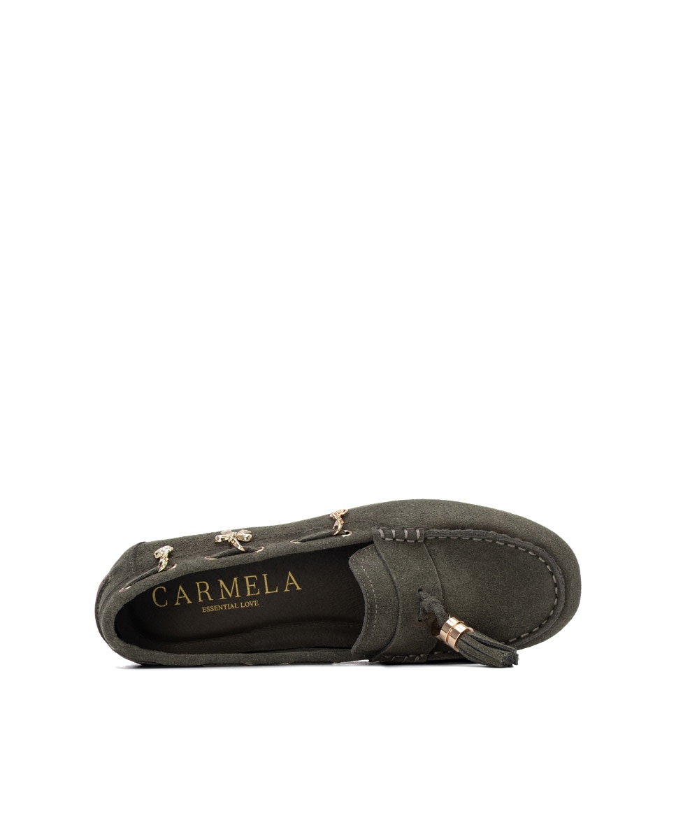 Mocasín de mujer de piel - Carmela - Kaki Kaki-5