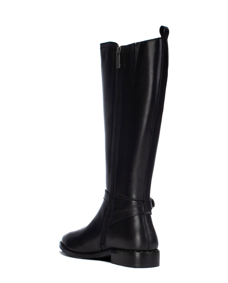 Bota de mujer con cremallera de piel - Carmela - Negro Negro-2