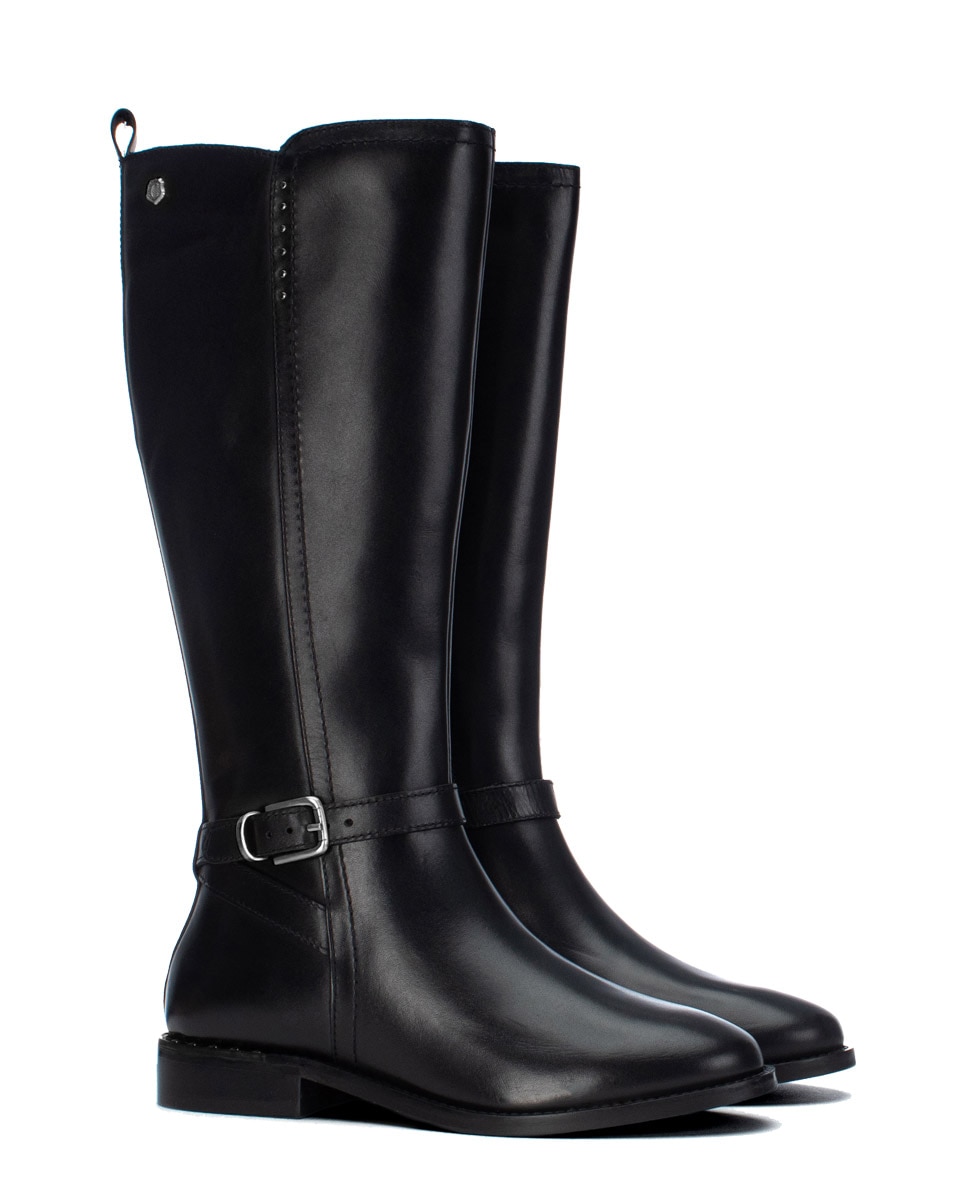 Bota de mujer con cremallera de piel - Carmela - Negro Negro-4