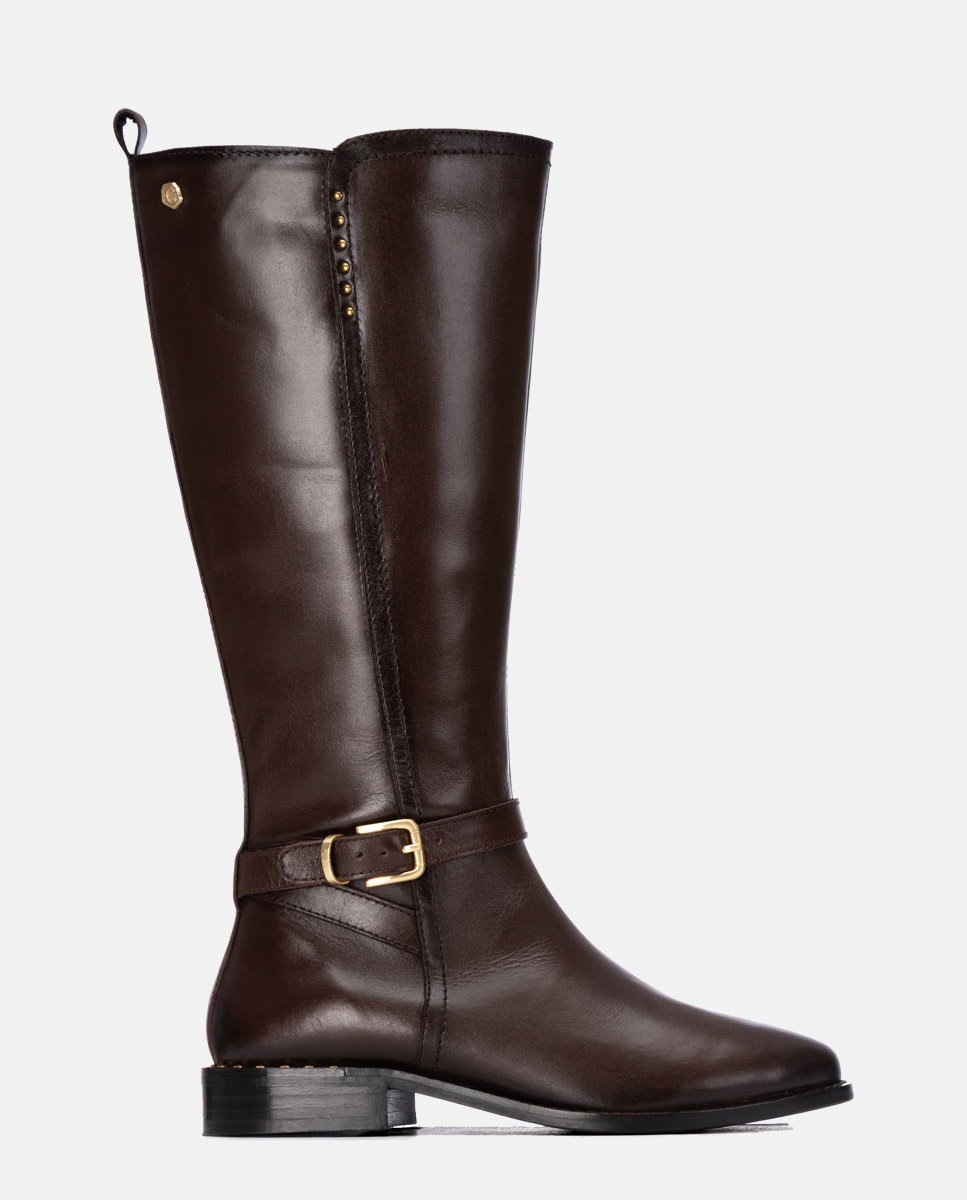 Bota de mujer con cremallera de piel - Carmela - Marrón Marrón-1