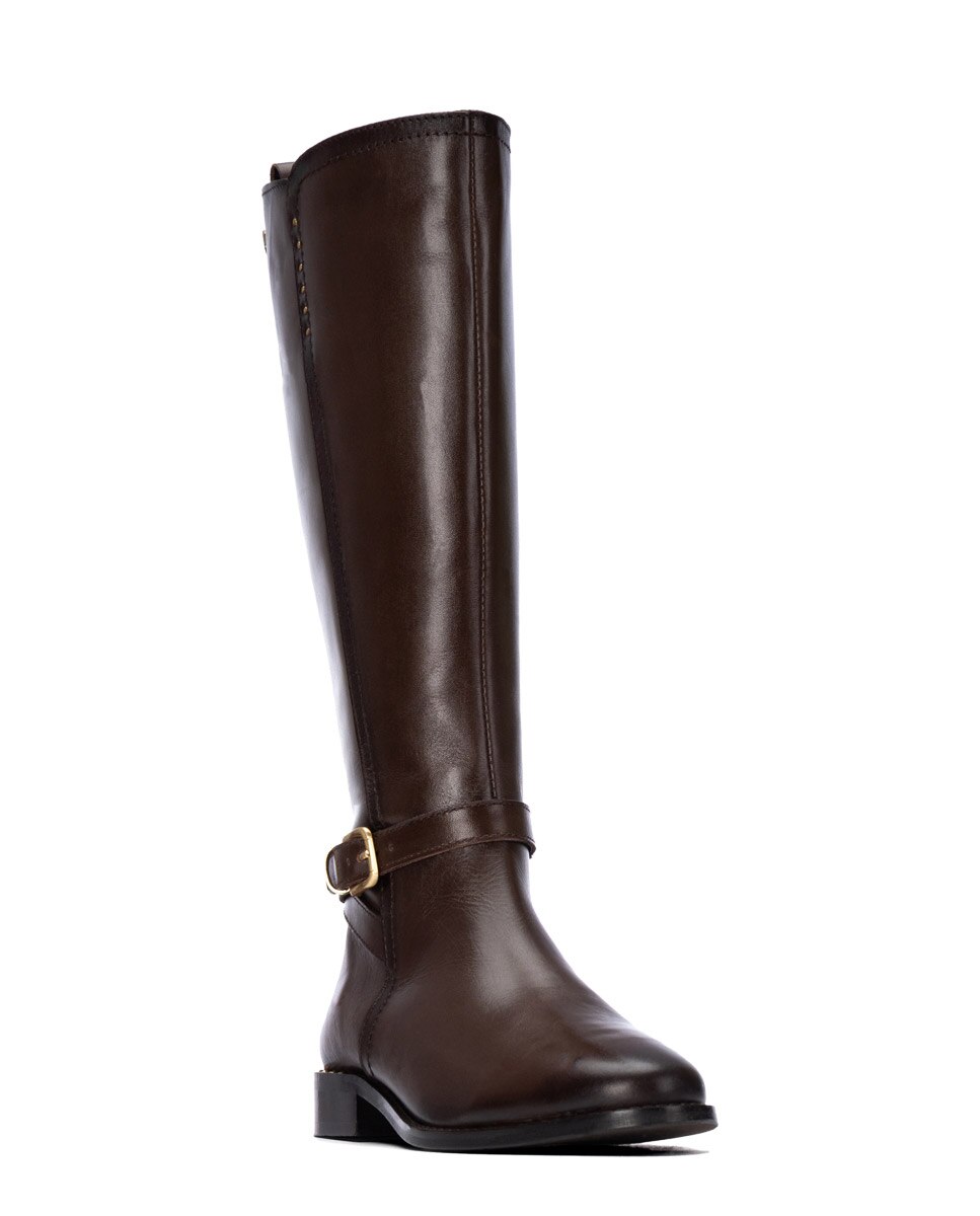 Bota de mujer con cremallera de piel - Carmela - Marrón Marrón-4