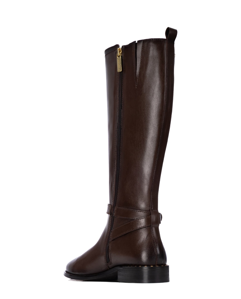 Bota de mujer con cremallera de piel - Carmela - Marrón Marrón-3