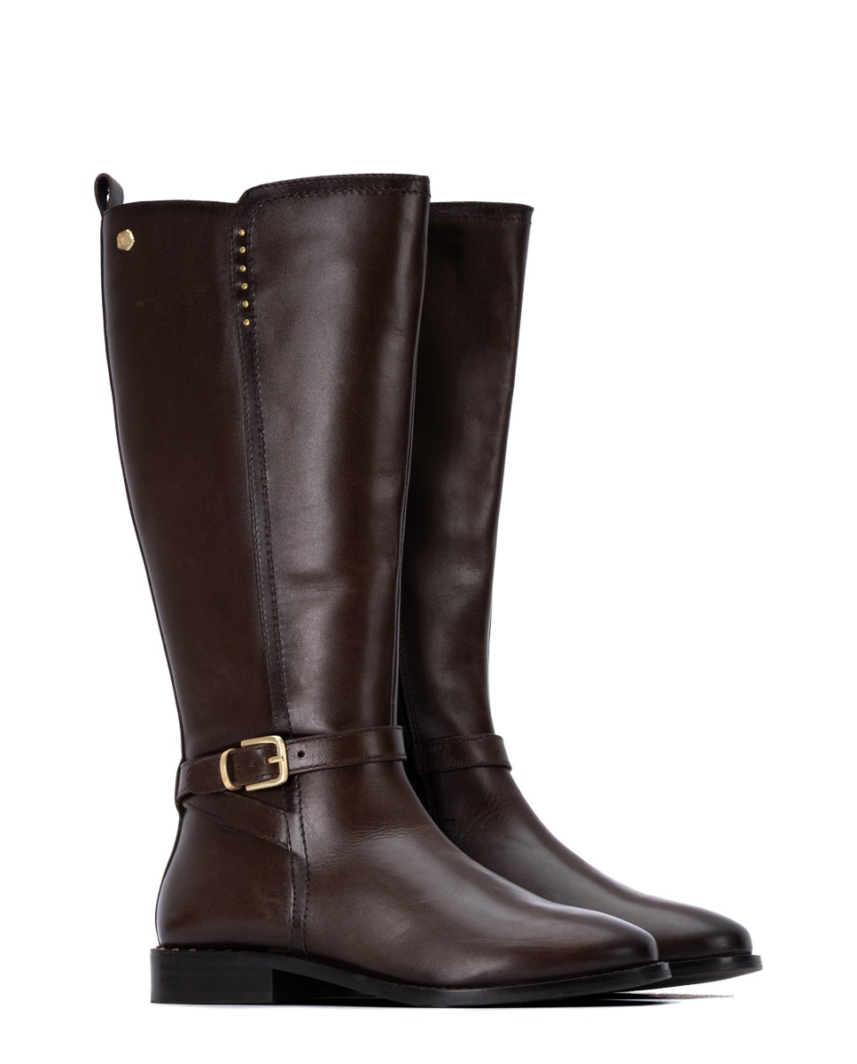 Bota de mujer con cremallera de piel - Carmela - Marrón Marrón-5